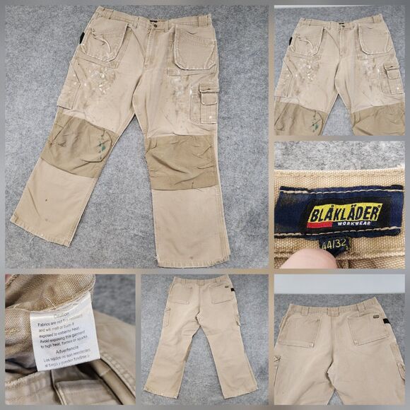 Blaklader Mens 44x32 Canvas WorkWear Double Knee Utility Tools Carpenter Pants - Picture 1 of 16